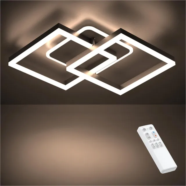 ANTENLICHT LED Plafondlamp - Design Plafonniere - 40W - LED Lamp dimbaar - 3000K-6500K - 3.600LM - Dimbaar 3 staps - met Afstandsbediening - Geheugenfunctie voor Woonkamer & Slaapkamer - Zwart