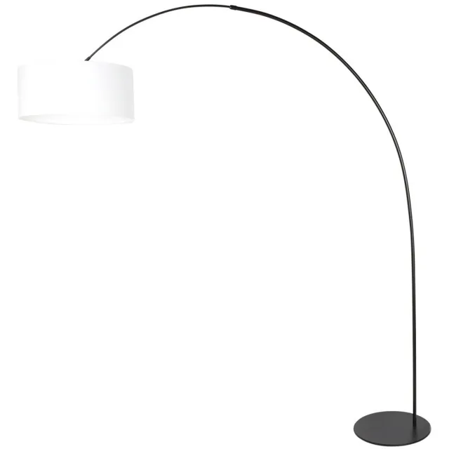 Anne Light & home Vloerlamp - wit zwart - Curve - kunststof linnen metaal - booglamp - E27 - 4267ZW - Anne Lighting