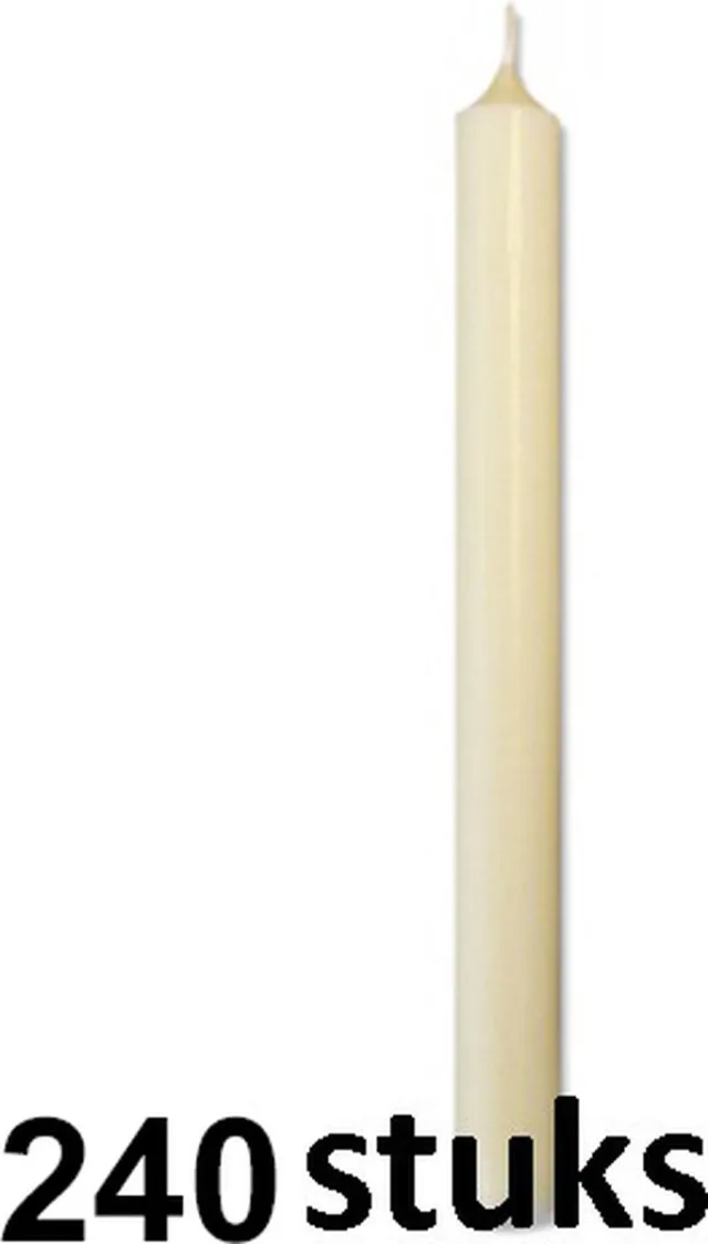 Smulders Deco 240 stuks cilindrische tafelkaarsen ivoor 250/23 (12 uur) wit
