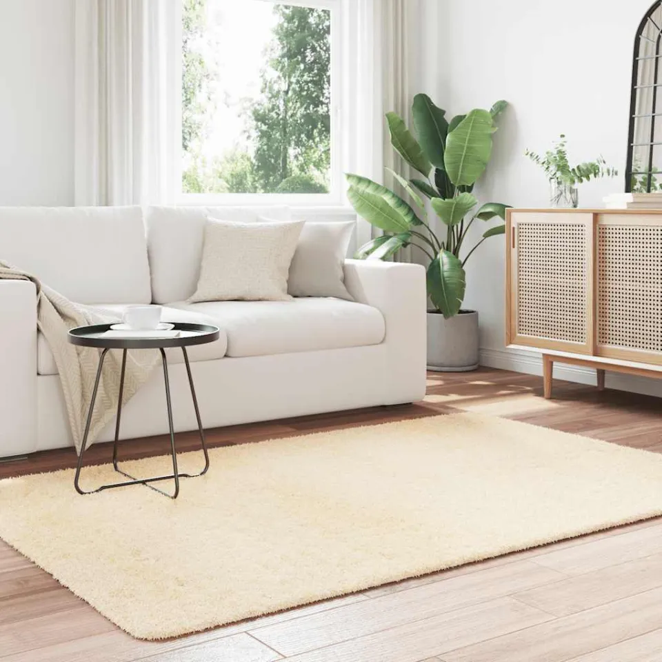 vidaXL Hoogpolig vloerkleed NAVARRA 130x200 cm polyester crèmekleurig, foto 3