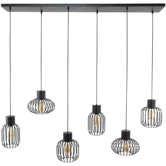 Nest of Nora Hanglamp - 6-lichts eetkamerlamp - Charcoal Donkergrijs