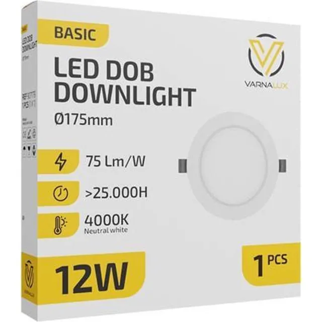 Varnalux 5st. VARNALUX LED DOB DOWNLIGHT BASIC 12W 4000K(155MM CUTOUT) Wit