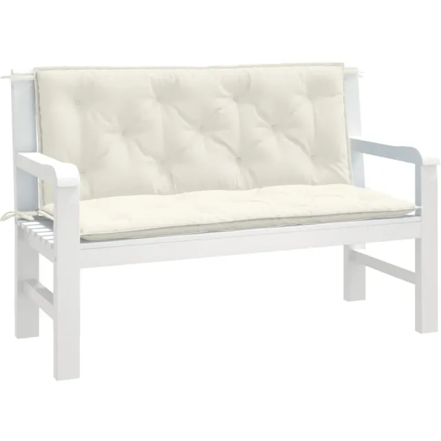 vidaXL Tuinbankkussens 2 st 120x50x7 cm stof gemêleerd crèmekleurig