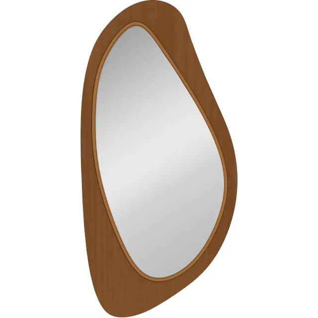 Homona Wandspiegel - Asymmetrisch design - Met frame van grenenhoutfineer - 91,5 x 45 x 3 cm - Natuurlijk hout Bruin