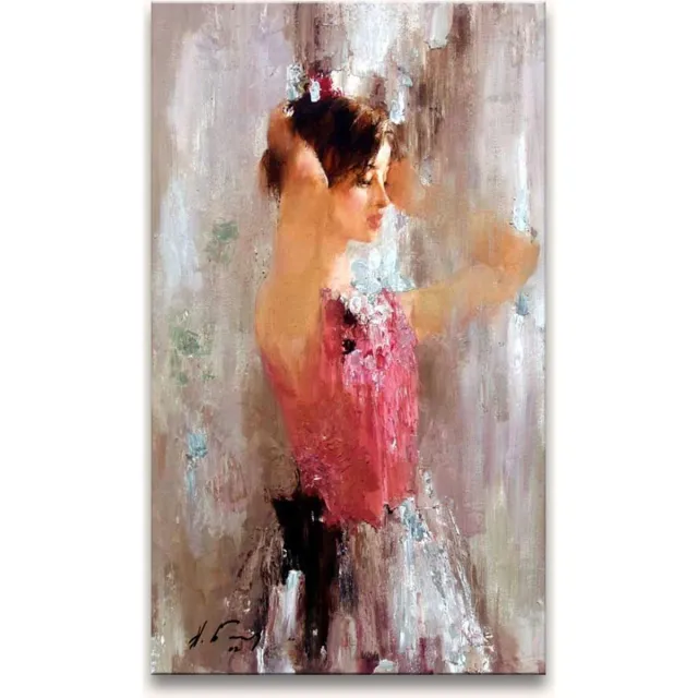 Grootmeesters ® Handgeschilderd schilderij Olieverf op Canvas - Nikolai Blokhin - Ballerina roze, bruin, rood, grijs