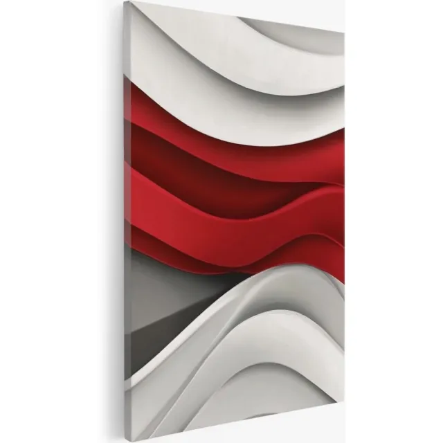 Saammp Canvas Schilderij - Rood wit Horizontaal - Abstract - 80x120 - Foto op canvas - Wanddecoratie - Muurdecoratie Woonkamer - Slaapkamer decoratie - Canvas Print Multicolor