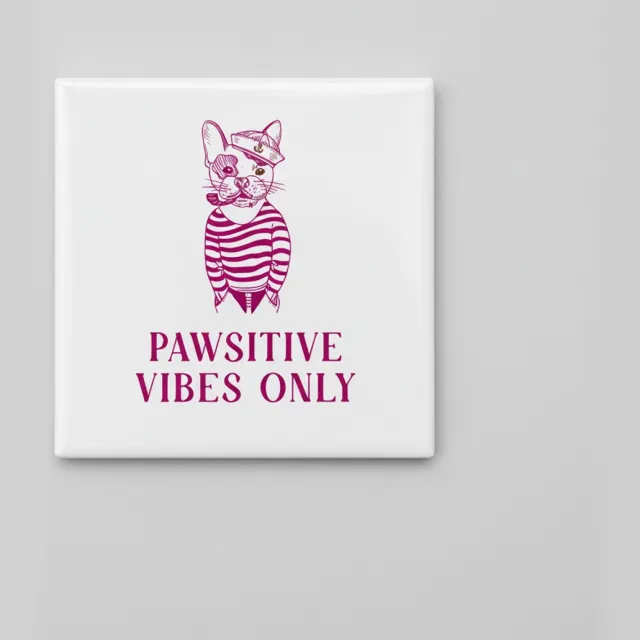 Nevolis Keramische Tegel “Pawsitive Vibes Only” met Hond Illustratie – Motiverende Wanddecoratie – 15 x 15 cm Multi Color