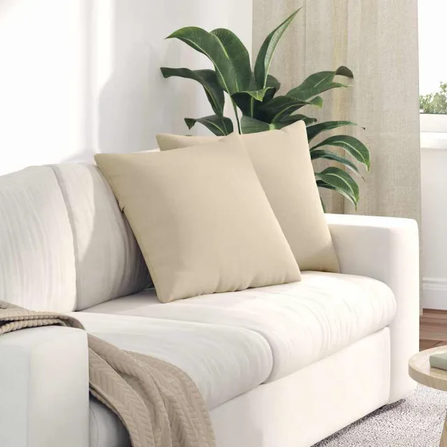 vidaXL Sofa Kussens 2 st Microvezel Stof Crèmekleurig 50 x 50 cm