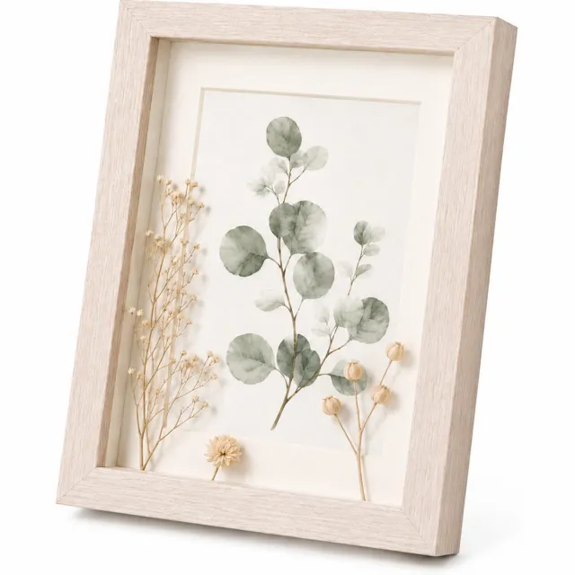 SWGOTA MDF-fotolijst in wit eiken, 30 x 40 cm (12 x 16 inch), 2 cm diepe binnenruimte, met glas en afbeelding