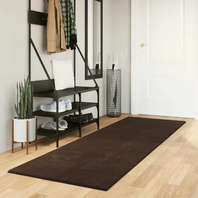 vidaXL Vloerkleed HUARTE Bruin 80 x 250 cm 100% Polyester Plat, foto 2