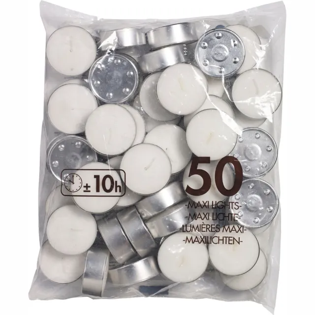 Hautekiet Theelichten - Ø 6 cm x 2,4 cm - Set-50 - 10 Branduren Wit