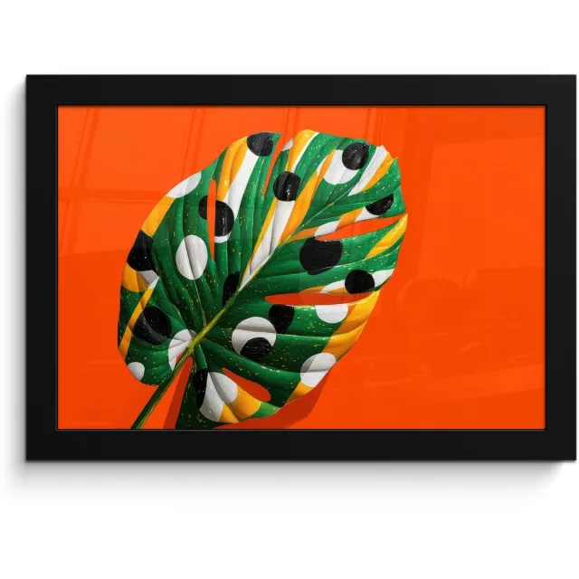 FrameYourWall Poster in lijst - Fotolijst 30x20 cm - Posters - 3-2 - Posterlijst zwart - Decoratie - Wanddecoratie woonkamer - Muurdecoratie slaapkamer Blad - Stippen