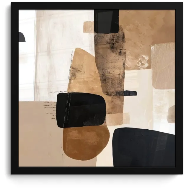 FrameYourWall Poster in lijst - Fotolijst 40x40 cm - Posters - Vlakken - Abstract - Zwart - Strepen - Posterlijst zwart - Decoratie - Wanddecoratie woonkamer - Muurdecoratie slaapkamer