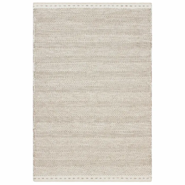 Padiro stijlvol laagpolig vloerkleed 120 x 170 cm - lichtbeige - boho-streeppatroon - voor vloerverwarming - van wol
