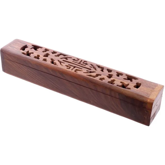 puckator Wierookhouder - Wierookbrander - Sheesham Hout - Uitgesneden - Wierookstokjes - Wierookkegeltjes bruin