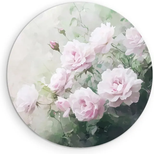 Saammp Forex Muurcirkel - Waterverf Bloemen in Pasteltinten - Natuur - Abstract - Ø 50 - Wandcirkel - Wanddecoratie Cirkel - Muurdecoratie Woonkamer - Kantoor Decoratie