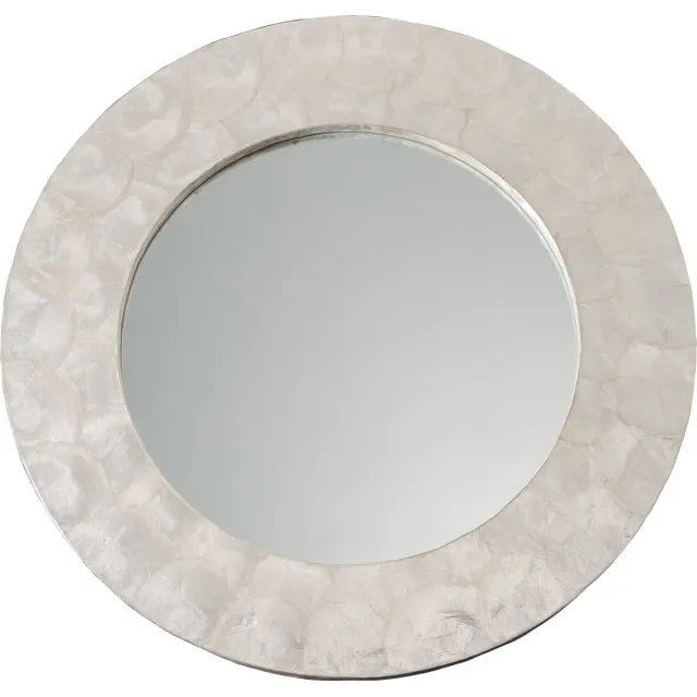 Fine Asianliving Ronde Wandspiegel Capiz Frame Handgemaakt Parelmoer D61cm Grijs