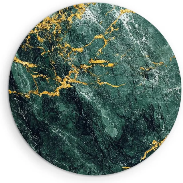 Saammp Forex Muurcirkel - Goud groene marmer - Abstract - Ø 70 - Wandcirkel - Wanddecoratie Cirkel - Muurdecoratie Woonkamer - Kantoor Decoratie