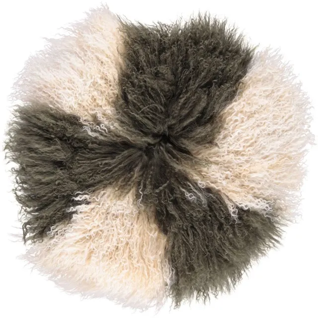 Sheepskin House Curly Cake Kussen - D62 cm Arctic Sunrise/Hedge Green