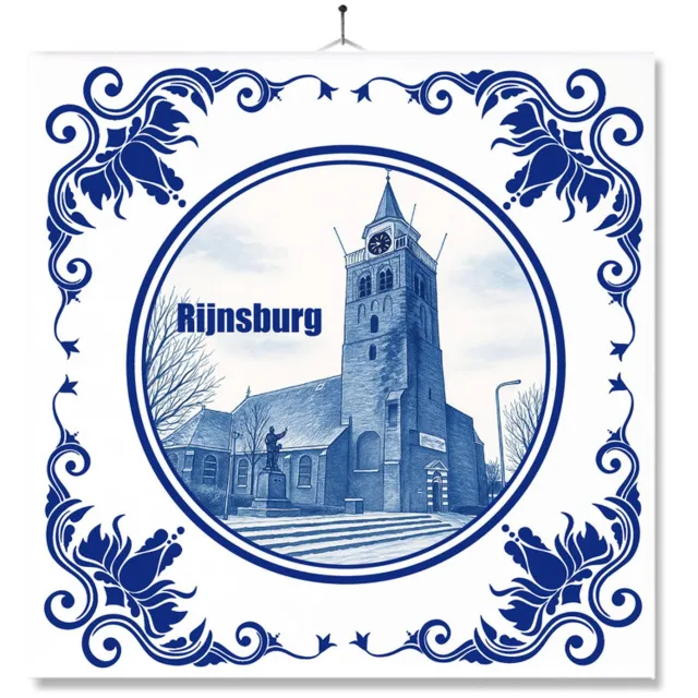 MC Living Tegel Met Opdruk | Rijnsburg | Delft Blauw | Cadeau | Inclusief Geschenkdoos | Standaard | Ophangsysteem Multi-Color