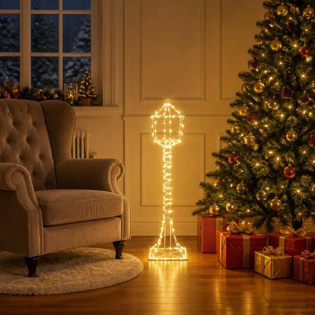 vidaXL LED-kerstlantaarnpaal LOVIISA 160 LED's Warmwit