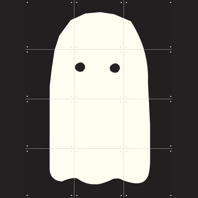 IXXI Spookje II, Mella Mella - 60 x 80 cm - Grote wanddecoratie en posters - Speels, Minimalisme, Cartoonesk, Fantasierijk, Illustraties, Grafisch Donkere tinten / Zwart en wit / Wit