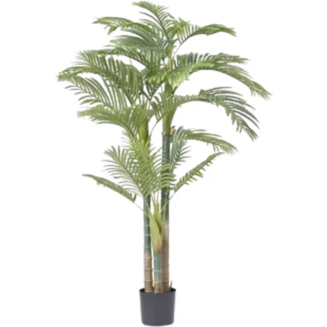 Bolt Edge Kunstplant fruitpalm in pot - Kunstplanten voor binnen en buiten - Palmboom - Tuin decoratie voor buiten - Kunstbloemen - Geurloos Black