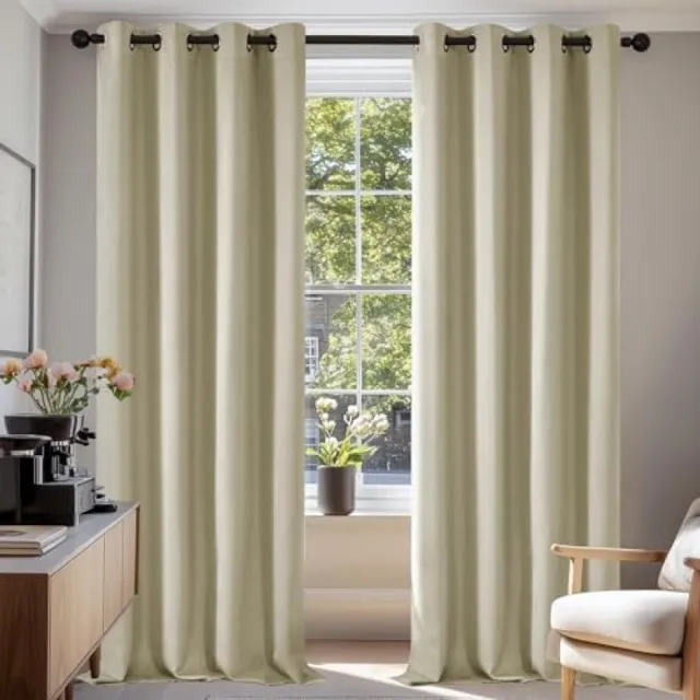 Nazik Living Verduisterende gordijnen met oogjes, warmte-isolerend, 140x245 cm per paneel, donkerbeige, 2 stuks