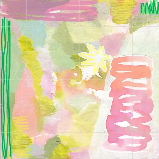 IXXI Playful Spring, Henriette Visscher - 120 x 120 cm - Grote wanddecoratie en posters - Aquarel, Gemengde Technieken, Abstract, Speels, Digitale Groen / Roze / Geel