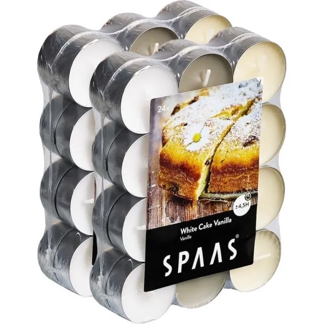 Spaas Geurtheelichtjes/waxinelichtjes - 48x - White Cake Vanilla - 4,5 branduren - geurkaarsen Multi