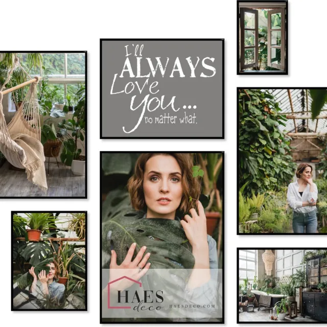 HAES deco Collage set XL met 7 kunststof fotolijsten zwart Easy Frame, voor 1 foto 20x30, 2 foto's 30x40, 1 foto 40x50, 2 foto's 40x60 en 1 foto 50x70 - EFS103B