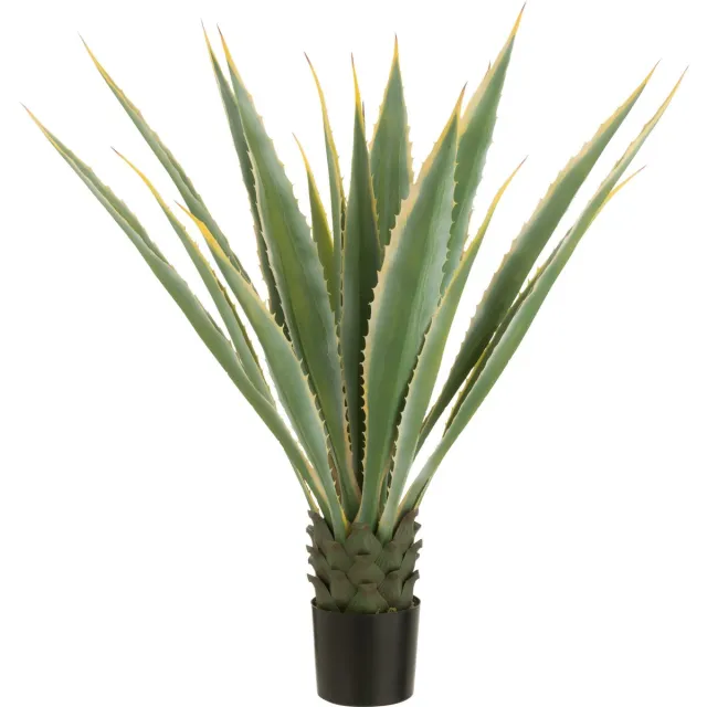 J-Line agave in pot Geel Rand - kunststof - groen