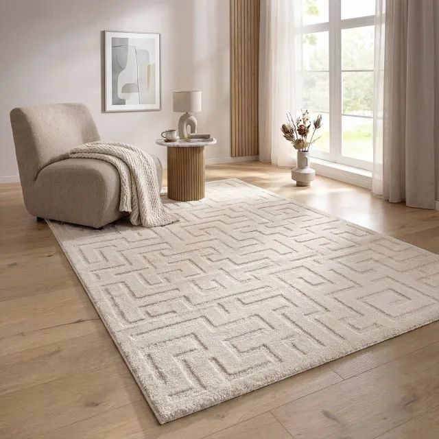 the carpet Elisa vloerkleed modern geometrisch zacht onderhoudsvriendelijk crème 120 x 160 cm