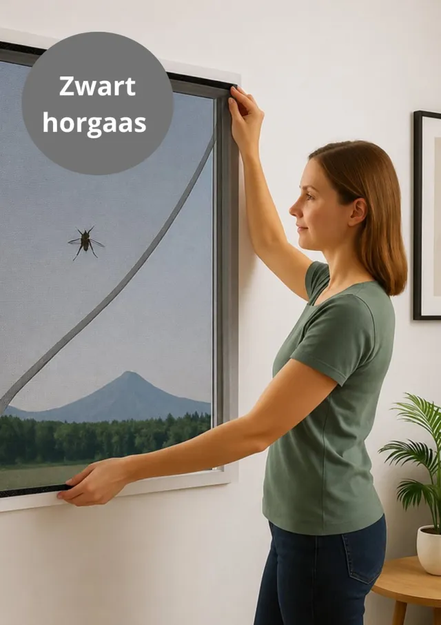 V&P Products Raamhor met Klittenband – Insectenhor Raam – Op Maat Knipbaar – Muggengaas – Zonder Boren – Makkelijk Verwijderbaar – 130 x 150 cm Zwart