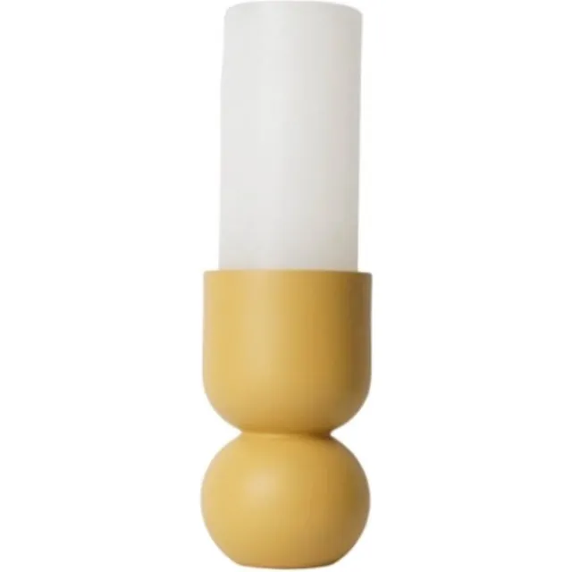 LEMON LILY Houten Kandelaar ‘3-in-1 Low’ – Geel – Ø 8.5 × 14 cm – Geschikt voor Diner, Stompkaarsen & Waxinelichtjes – Handgemaakt Design