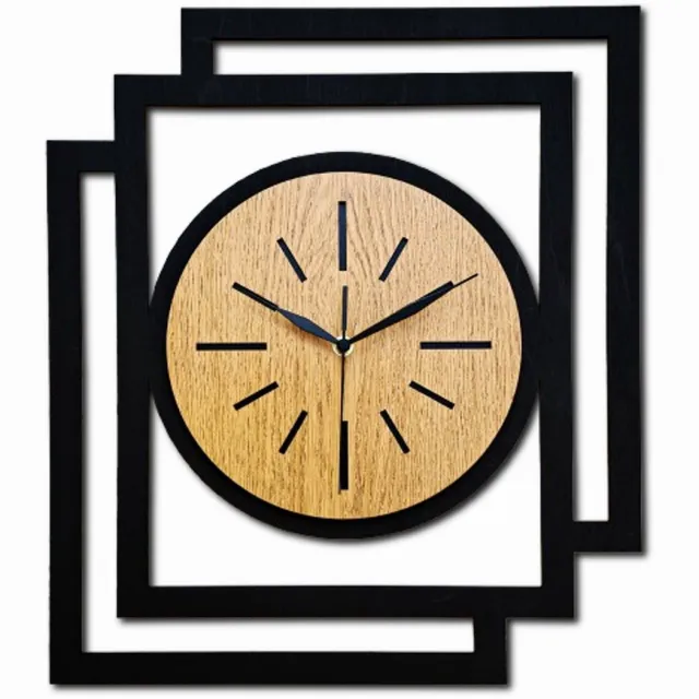 Ornament Handgemaakte Grote Houten Wandklok – Modern Minimalistisch Design, Rechthoekig Verticaal, Geruisloos, Zonder Tikkend Geluid – Voor Woonkamer, Slaapkamer, Keuken – Unieke Wanddecoratie, Industrieel Design & Stil Uurwerk, zwart -gouden eikenhout zwart - gouden eik