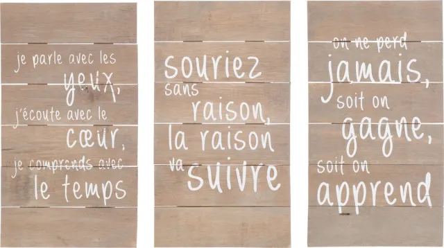 J-Line wanddecoratie Inspirerend - hout - naturel - 3 stuks