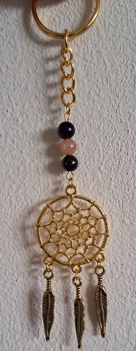 mineraalsteen Sleutelhanger Horoscoop "Schorpioen" / Dromenvanger, goudkleurig Roze, Rood