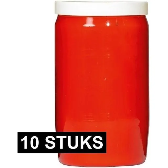 Spaas Grafkaars/gedenklicht - 10x - rood - 7 x 15 cm - 6 dagen brandtijd