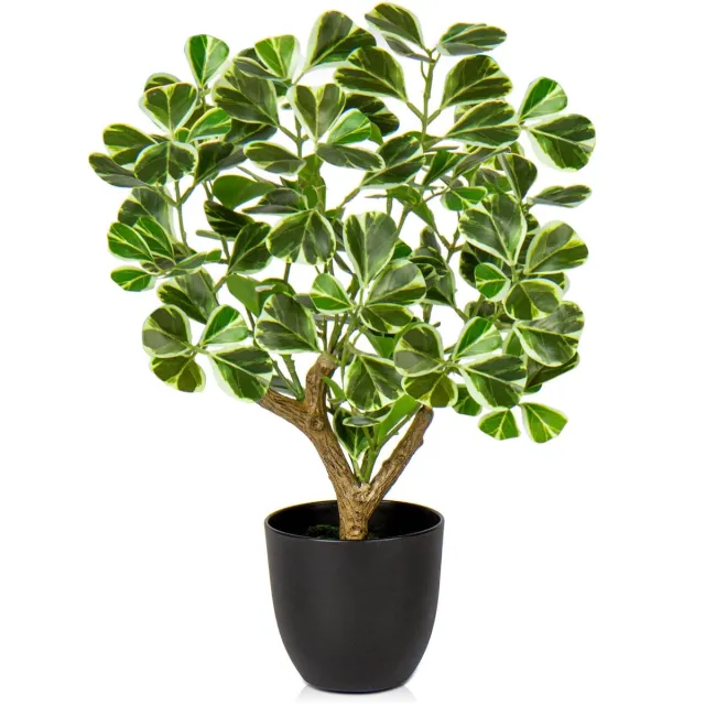 Ibenzoa Levensechte Kunstplant van 43 cm met Natuurlijke Groene Bladeren in Stijlvolle Zwarte Pot voor Decoratie