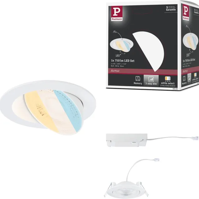 Paulmann LED-inbouwlamp White Select Aumus Losse spot rond 105 mm 90° 5W 700lm 230V dimbaar White Select Wit