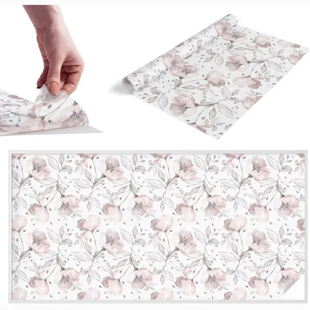 TULUP Raamfolie Anti inkijk - Rozenblaadjes Melkglas Folie - 200x100 cm - Zwart-wit Anti inkijk Raamfolie Glas in Lood - Zonwerende Raamfolie - Voor de slaapkamer, woonkamer en hal. - Privacy Folie Raam Glas in Lood Zwart-wit - Rozenblaadjes