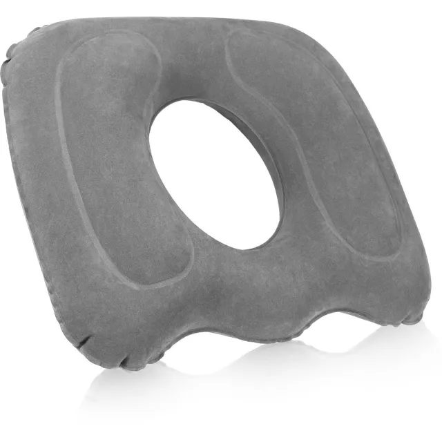 OUTARO 1 Opblaasbaar zitkussen - 46,7 cm x 40,5 cm x 12 cm Draagbaar kussen - Geschikt voor - Auto's - Stoelen - Rolstoelen - Krukjes etc. - Grijs