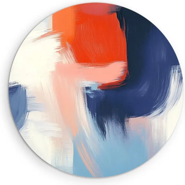 Saammp Muurcirkel Hout - Kleurrijke penseelstroken - Abstract - Ø 40 - Wandcirkel - Wanddecoratie Cirkel - Muurdecoratie Woonkamer - Kantoor Decoratie