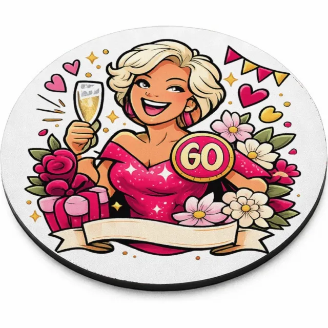 Mr Cadeautjes MDF magnetische fotolijst rond Ø 9,5 - design Glamoureuze jubileumviering met een andere levensfase en een | cadeau Wit