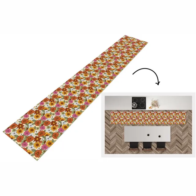 KitchenYeah Keukenloper 300x50 cm - Keukenmat vinyl Vintage - Bloemen - Patronen - Keukenmatten loper - Keuken vloerkleed tapijt