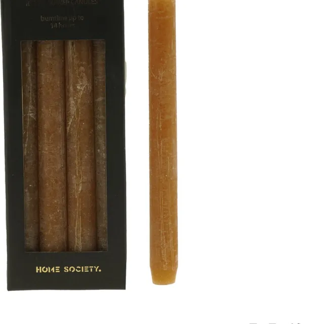Home Society Dinerkaarsen - Sienna Bruin - 4 stuks - 2.5 x 25 cm - 14 branduren