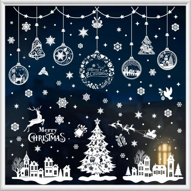 Liefs van Lian Raamstickers | Kerstballen | Kerst set 1 | Kerstbal Kerststickers raam | Herbruikbaar | Statisch | Raamdecoratie | Wit | Winter | Sneeuwvlokken | Merry Christmas | Kerstman | Cadeaus | Decoratie | Stickers | Raamfolie