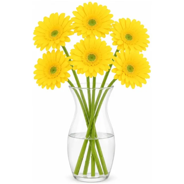 DK design Kunstbloem Gerbera - 6x - 72cm - geel - Real Touch - kunst zijdebloemen