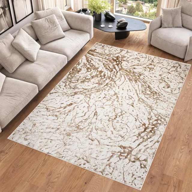 Tapiso Hera Vloerkleed Beige Creme Woonkamer Modern Tapijt Creme Bruin